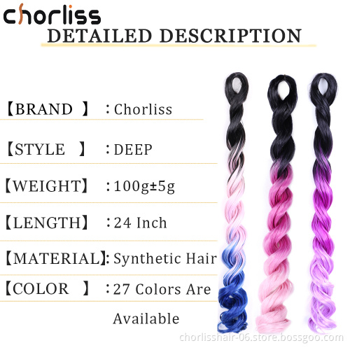 Wholesale 24'' Ombre Long Jumbo Braids Deep Wave Heat Resistant Crochet Braiding Hair Afro Synthetic Hair Extension For Women